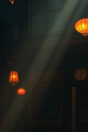 《深巷有光》昏黄灯下的旧木门的竖版封面