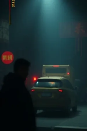 《盲区》地下车库转角处一束车灯的竖版封面